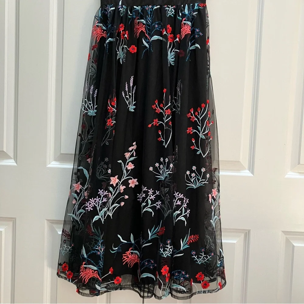 BHLDN Anthropologie Isabel Garcia "Vizelle Midi Dress" Floral Tulle Lace XS S - Picture 4 of 16